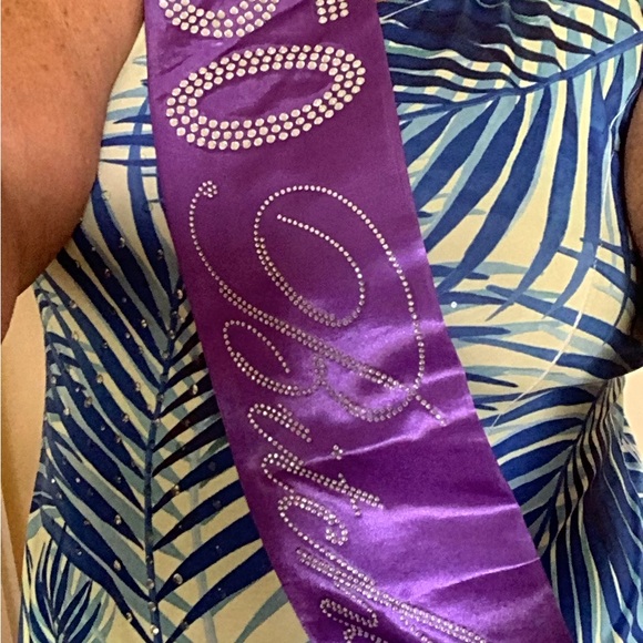 Party satin purple party banner cross shoulder with bling 50 years 💕💕💕 - Picture 11 of 12